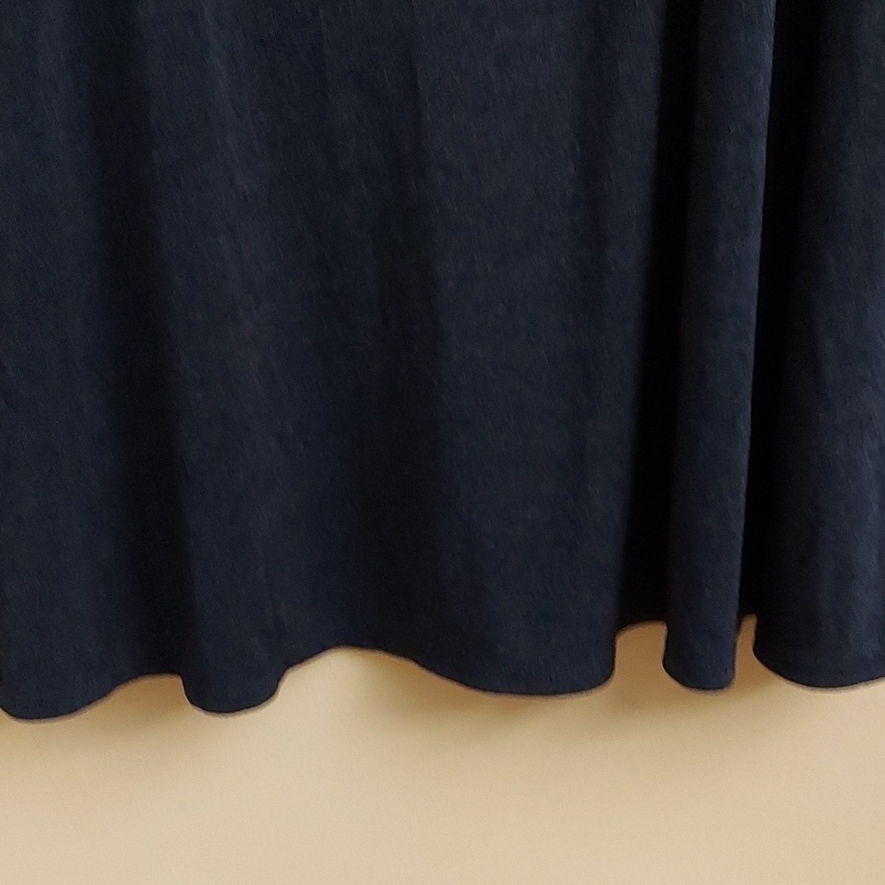 CHICO'S Travelers Non-Wrinkle Navy Pullover Faux Wrap Front Midi Dress M Comfort - Picture 5 of 9